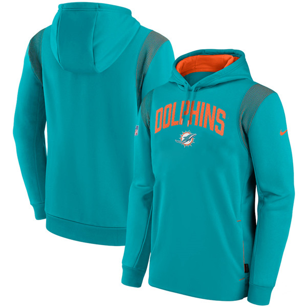 Men's Miami Dolphins Aqua Sideline Stack Performance Pullover Hoodie